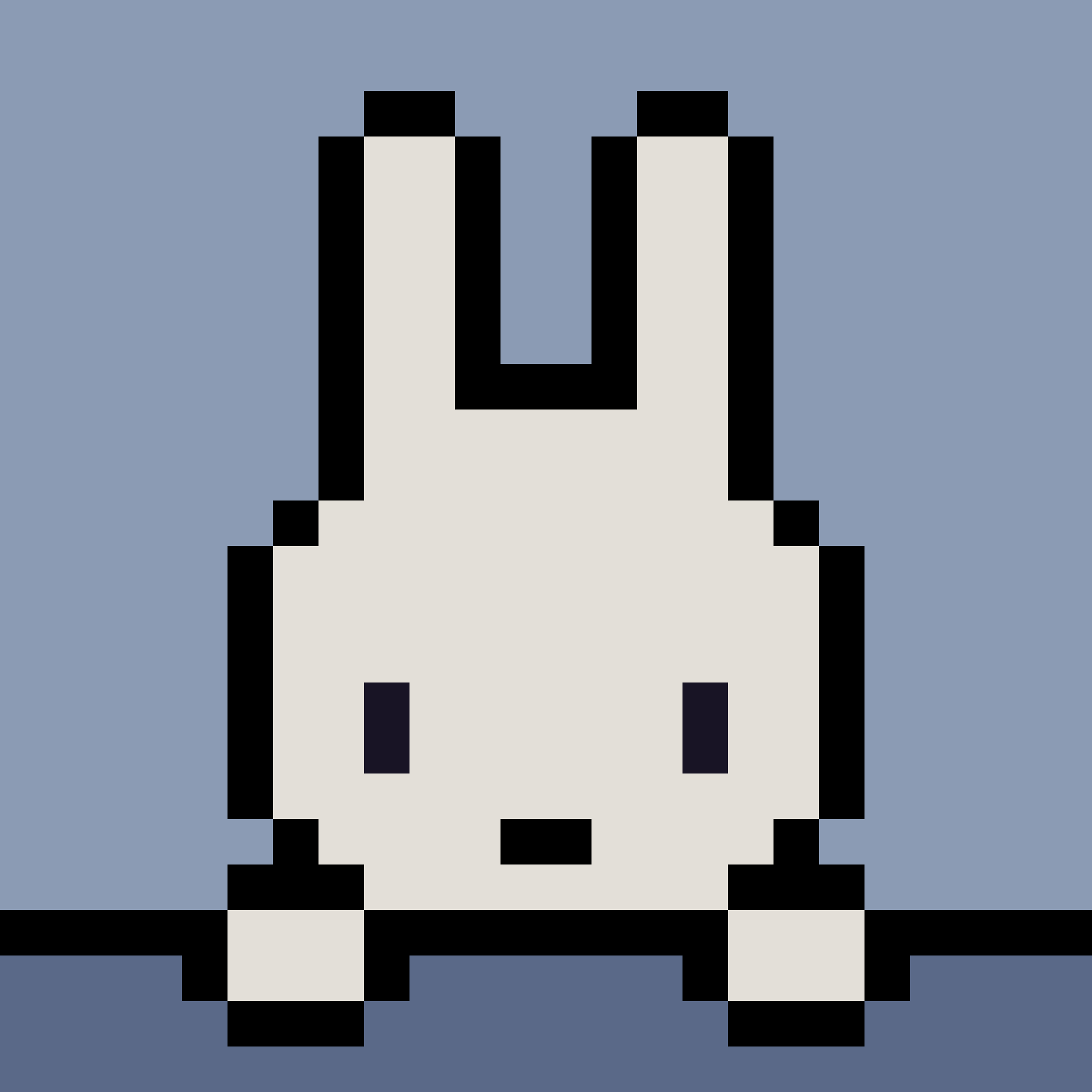 Pixel art bunny avatar drawn by Megan